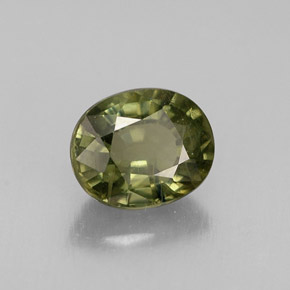 0.96 ct Green Sapphire Stone, Natural Sapphire in Oval Facet Shape for Sale