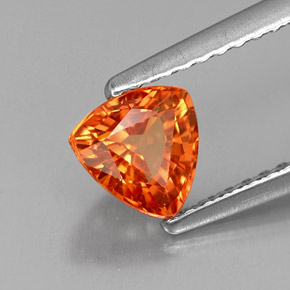 0.91 ct Orange Sapphire Stone, Natural Sapphire in Trillion Facet Shape for Sale