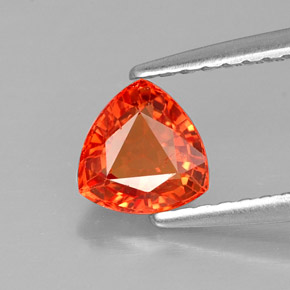 0.90 ct Orange Sapphire Gemstone, Sapphire Gem in Trillion Facet Shape for Sale.