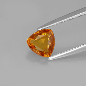 1.00 ct Orange Sapphire Gemstone, Sapphire Gem in Trillion Facet Shape for Sale.