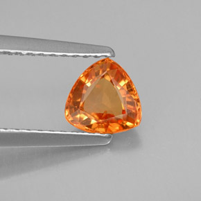 0.88 ct Orange Sapphire Stone, Natural Sapphire in Trillion Facet Shape for Sale