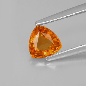 0.77 ct Orange Sapphire Gemstone, Sapphire Gem in Trillion Facet Shape for Sale.