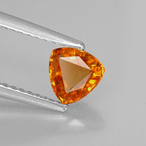 0.77 ct Orange Sapphire Stone, Natural Sapphire in Trillion Facet Shape for Sale
