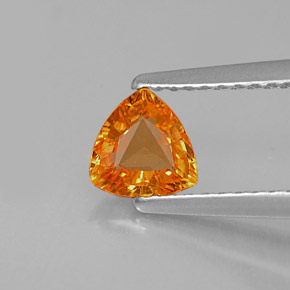 0.63 ct Orange Sapphire Gemstone, Sapphire Gem in Trillion Facet Shape for Sale.