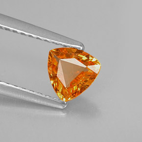 0.63 ct Orange Sapphire Stone, Natural Sapphire in Trillion Facet Shape for Sale