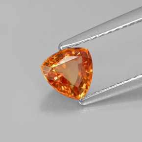 0.77 ct Orange Sapphire Stone, Natural Sapphire in Trillion Facet Shape for Sale