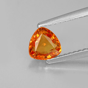 0.84 ct Orange Sapphire Gemstone, Sapphire Gem in Trillion Facet Shape for Sale.