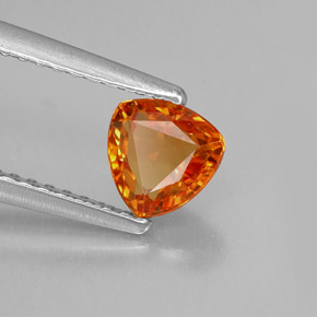 0.84 ct Orange Sapphire Stone, Natural Sapphire in Trillion Facet Shape for Sale