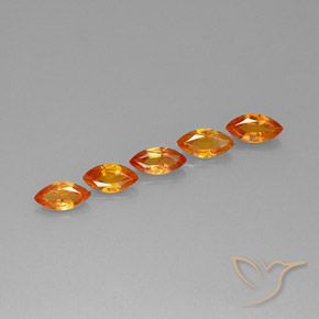 3.69 ctw Orange Sapphire Gemstones, Sapphire Gems in Marquise Facet Shape for Sale.