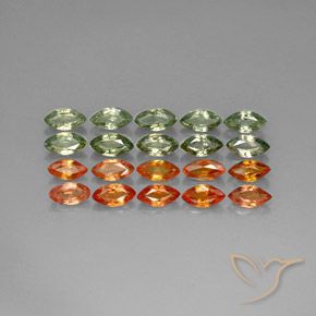 7.36 ctw Multicolor Sapphire Stones, Natural Sapphire in Marquise Facet Shape for Sale