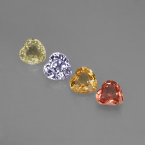 1.26 ctw Multicolor Sapphire Gemstones, Sapphire Gems in Heart Facet Shape for Sale.