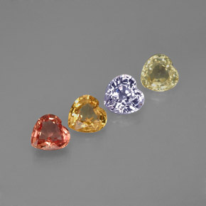 1.26 ctw Multicolor Sapphire Stones, Natural Sapphire in Heart Facet Shape for Sale