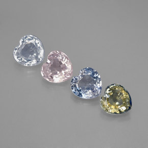 1.80 ctw Multicolor Sapphire Stones, Natural Sapphire in Heart Facet Shape for Sale