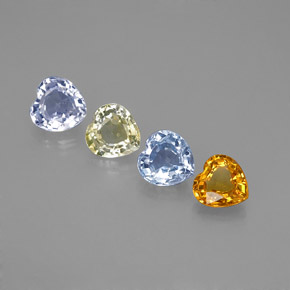 1.25 ctw Multicolor Sapphire Stones, Natural Sapphire in Heart Facet Shape for Sale