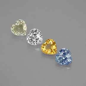 1.41 ctw Multicolor Sapphire Gemstones, Sapphire Gems in Heart Facet Shape for Sale.