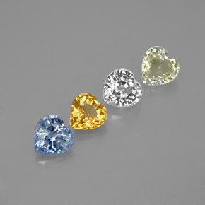 1.41 ctw Multicolor Sapphire Stones, Natural Sapphire in Heart Facet Shape for Sale