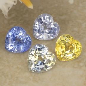 1.61 ctw Multicolor Sapphire Gemstones, Sapphire Gems in Heart Facet Shape for Sale.