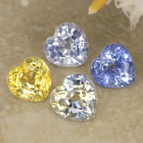1.61 ctw Multicolor Sapphire Stones, Natural Sapphire in Heart Facet Shape for Sale