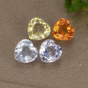 1.38 ctw Multicolor Sapphire Stones, Natural Sapphire in Heart Facet Shape for Sale