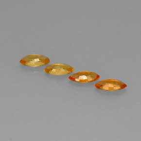 Sapphire Gemstone in 6 x 3 mm (calibrated) Size for Sale, Sapphire Stone in Yellow Orange Color