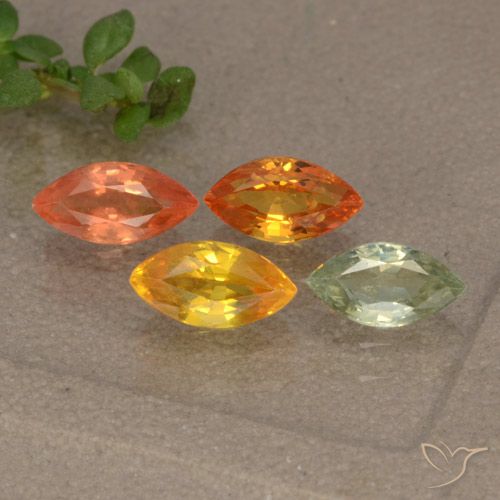 1.75 ctw Multicolor Sapphire Gemstones, Sapphire Gems in Marquise Facet Shape for Sale.