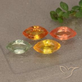 1.75 ctw Multicolor Sapphire Stones, Natural Sapphire in Marquise Facet Shape for Sale