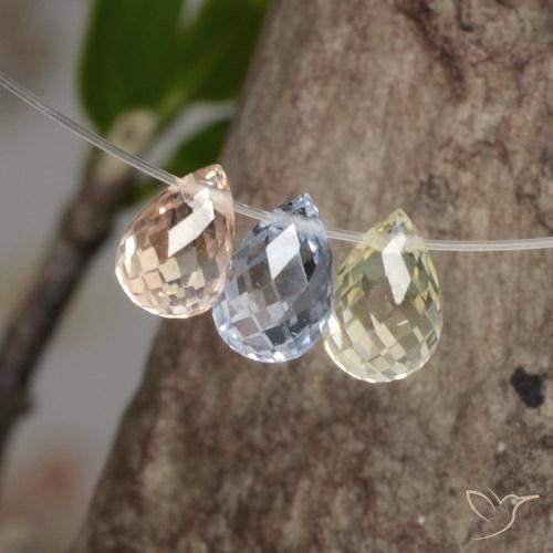 2.07 ctw Multicolor Sapphire Stones, Natural Sapphire in Briolette with Hole Shape for Sale