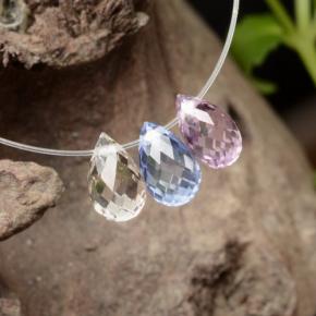 2.16 ctw Multicolor Sapphire Stones, Natural Sapphire in Briolette with Hole Shape for Sale