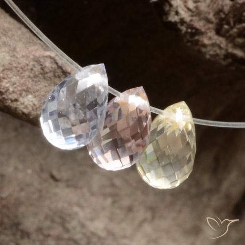 2.27 ctw Multicolor Sapphire Stones, Natural Sapphire in Briolette with Hole Shape for Sale