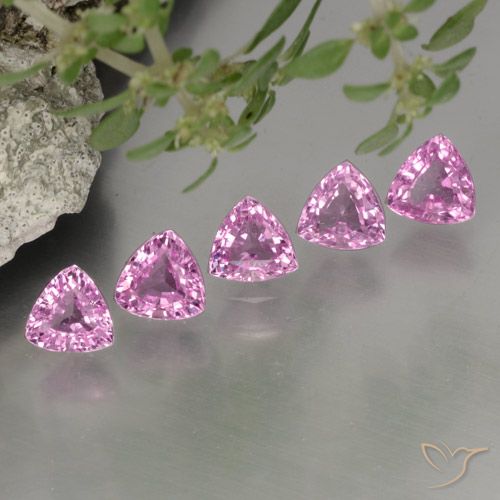 1.38 ct Loose Pink Sapphire, 4 x 3.9 mm Trillion Cut From Tanzania, Photo A