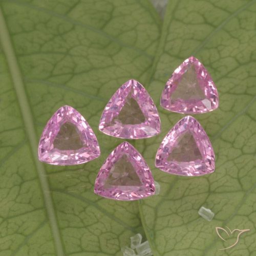 1.14 ct Loose Pink Sapphire, 3.9 x 3.9 mm Trillion Cut From Tanzania, Photo A