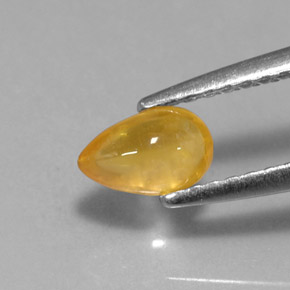 0.59 ct Yellow Sapphire Gemstone, Sapphire Gem in Pear Cabochon Shape for Sale.