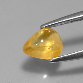0.79 ct Yellow Sapphire Gemstone, Sapphire Gem in Pear Cabochon Shape for Sale.