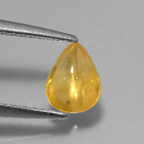 0.79 ct Yellow Sapphire Stone, Natural Sapphire in Pear Cabochon Shape for Sale