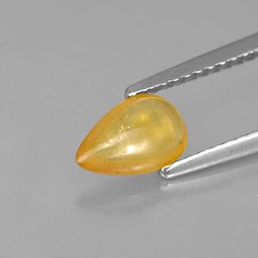 0.92 ct Gold Sapphire Gemstone, Sapphire Gem in Pear Cabochon Shape for Sale.
