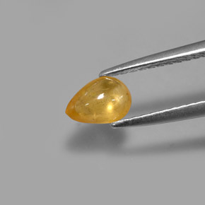 0.68 ct Yellow Sapphire Gemstone, Sapphire Gem in Pear Cabochon Shape for Sale.