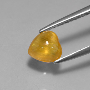 1.41 ct Yellow Sapphire Gemstone, Sapphire Gem in Heart Cabochon Shape for Sale.