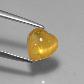 1.41 ct Yellow Sapphire Stone, Natural Sapphire in Heart Cabochon Shape for Sale