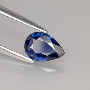 0.63 ct Blue Sapphire Stone, Natural Sapphire in Pear Facet Shape for Sale
