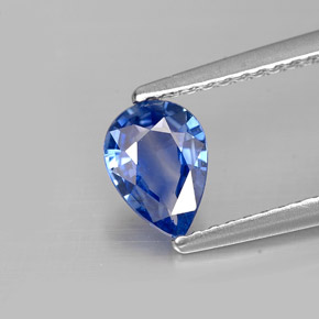 0.67 ct Blue Sapphire Gemstone, Sapphire Gem in Pear Facet Shape for Sale.
