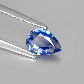 0.67 ct Blue Sapphire Stone, Natural Sapphire in Pear Facet Shape for Sale