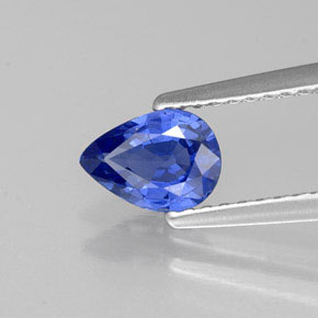 0.67 ct Blue Sapphire Gemstone, Sapphire Gem in Pear Facet Shape for Sale.