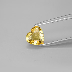 0.79 ct Yellow Sapphire Gemstone, Sapphire Gem in Heart Facet Shape for Sale.