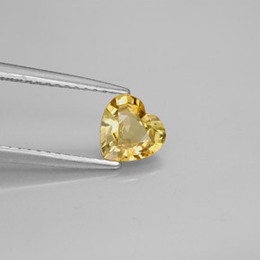 0.79 ct Yellow Sapphire Stone, Natural Sapphire in Heart Facet Shape for Sale