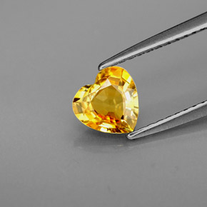 0.88 ct Yellow Sapphire Gemstone, Sapphire Gem in Heart Facet Shape for Sale.