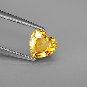 0.88 ct Yellow Sapphire Stone, Natural Sapphire in Heart Facet Shape for Sale