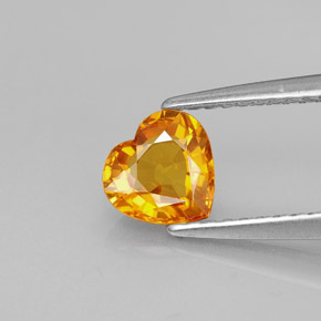 0.95 ct Orange Sapphire Gemstone, Sapphire Gem in Heart Facet Shape for Sale.