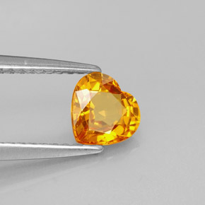 0.95 ct Orange Sapphire Stone, Natural Sapphire in Heart Facet Shape for Sale