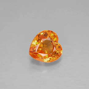 1.12 ct Orange Sapphire Gemstone, Sapphire Gem in Heart Facet Shape for Sale.