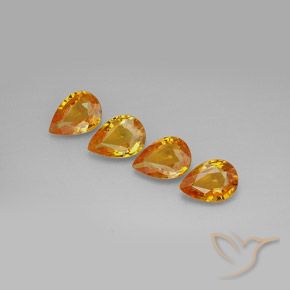 3.19 ctw Golden Sapphire Stones, Natural Sapphire in Pear Facet Shape for Sale